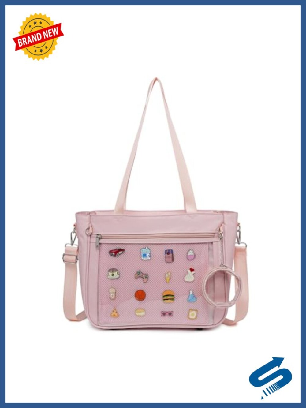 Kawaii Canvas Ita Tote Pin Display Bag Crossbody Purse Anime Handbag